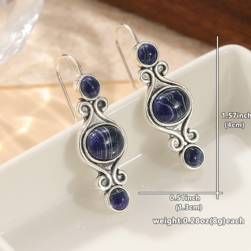 Women's Retro Handmade Silvery Color Drop Hook Earrings